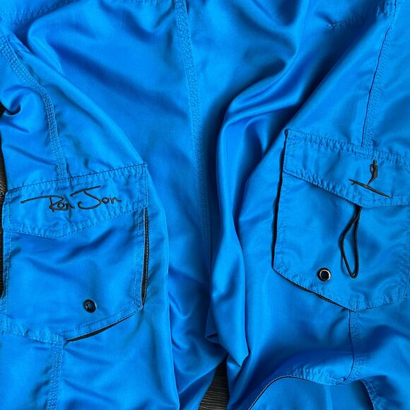 Vintage Ron Jon Surf Shop Board Shorts Ocean Blue SZ 33 Beach Vacation - Picture 3 of 10